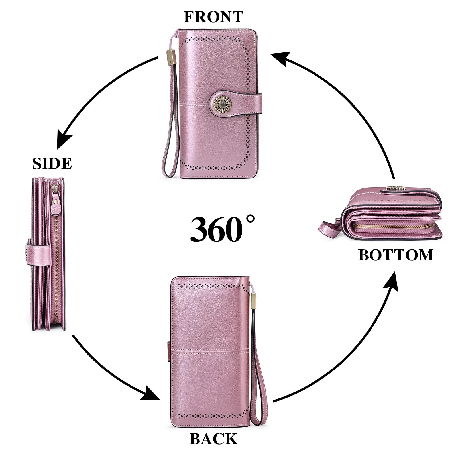 Wallets for Women Genuine Leather Credit Card Holder with RFID Blocking Large Capacity Wristlet