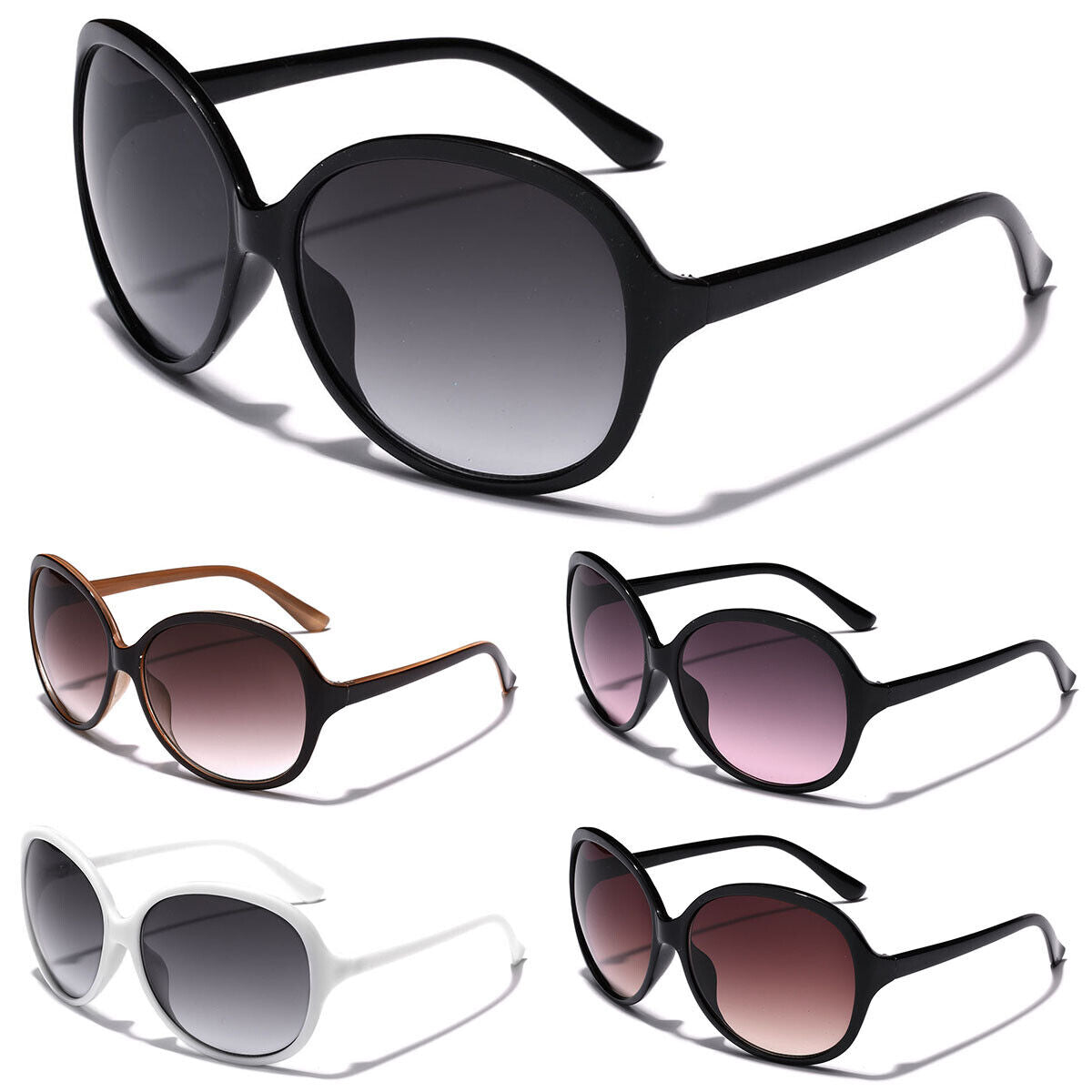 Retro Vintage Women'S Fashion Sunglasses Black White Brown round Frame Glasses