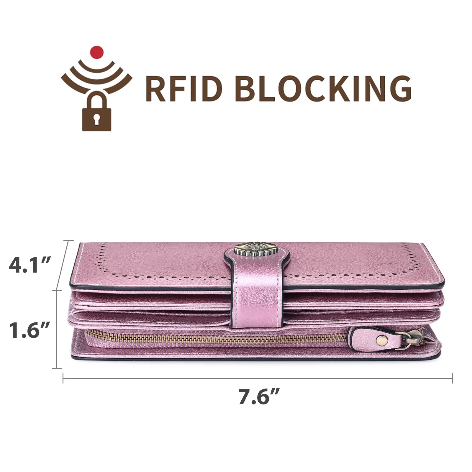 Wallets for Women Genuine Leather Credit Card Holder with RFID Blocking Large Capacity Wristlet