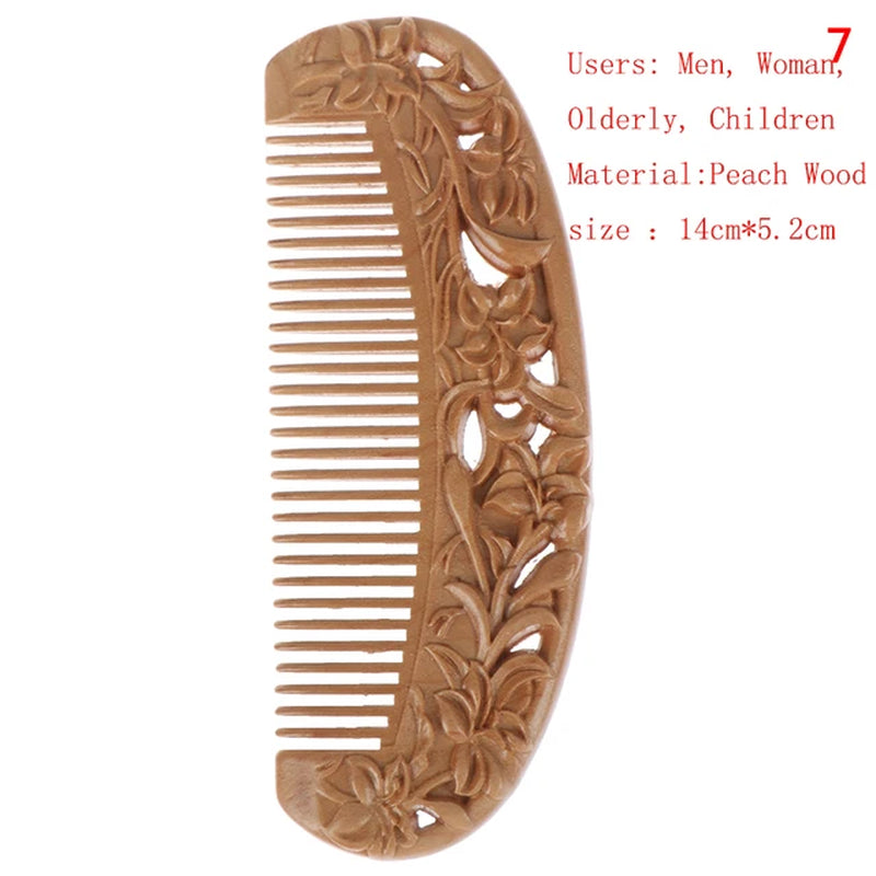 "Revitalize Your Hair with Our Natural Ebony Anti-Static Massage Comb - Portable, Wide-Toothed, and Made from Solid Wood!"